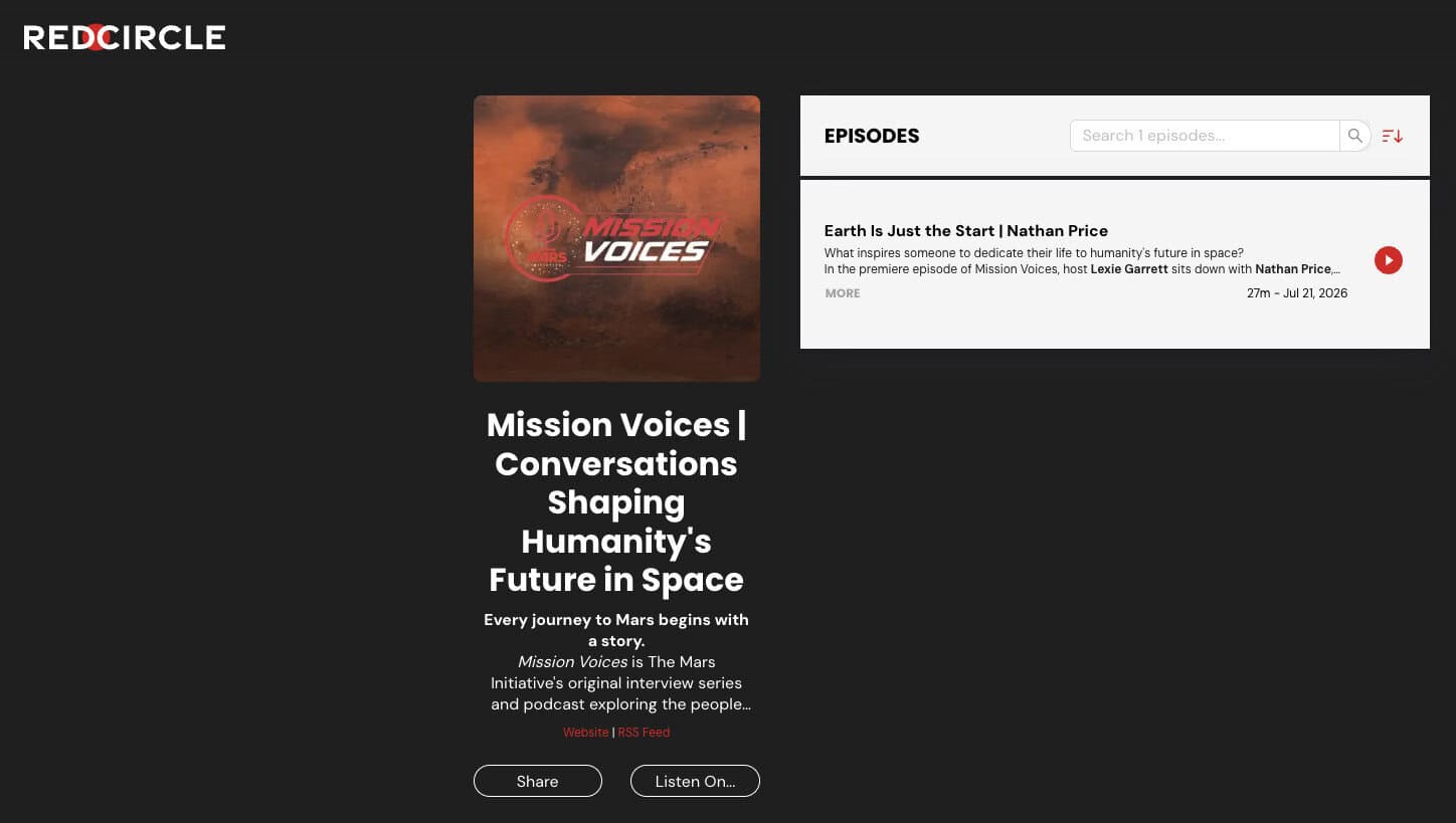 redcircle-mission-voices_7-21-26 Mission Voices podcast artwork from the Mars Initiative interview series